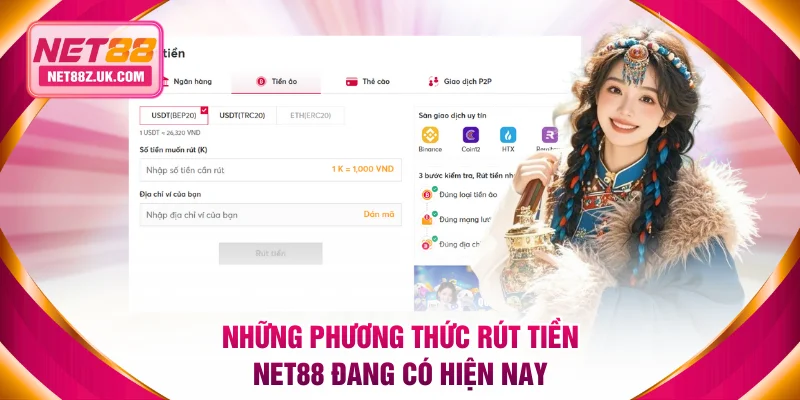 Những phương thức rút tiền NET88 đang có hiện nay